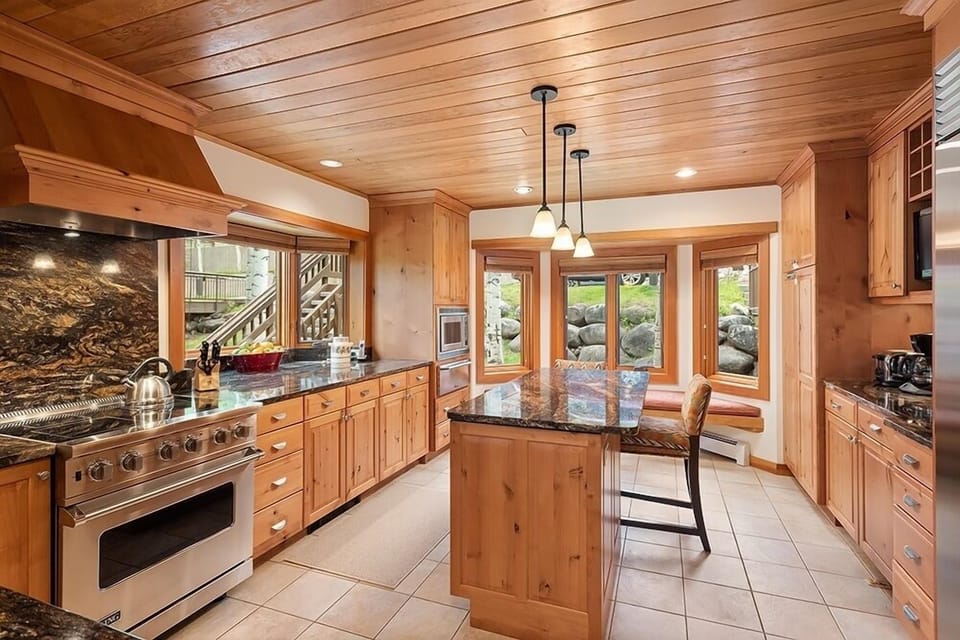 Indoors, Kitchen, Hardwood, Stained Wood, Microwave