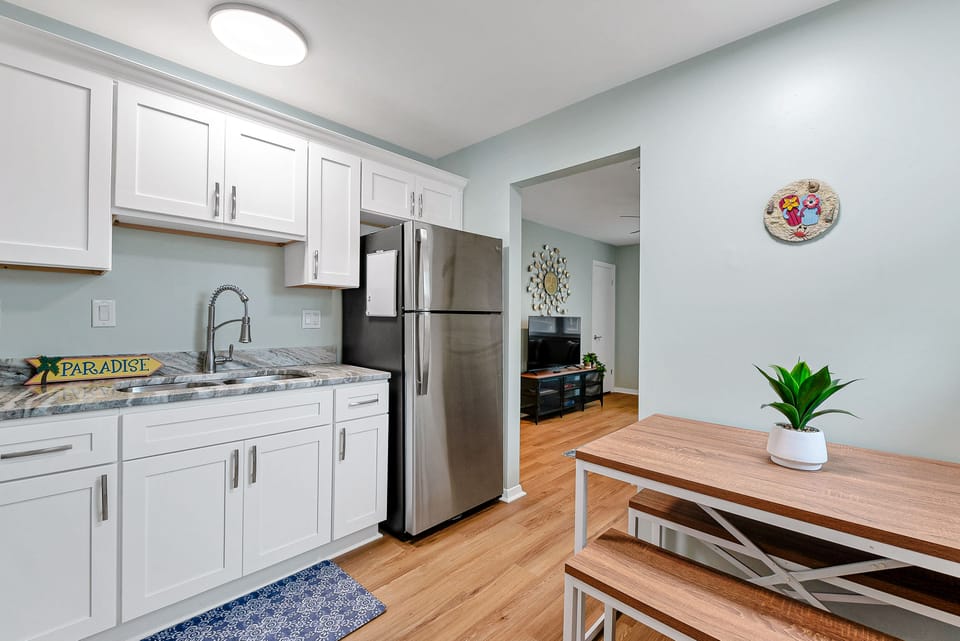Fully stocked kitchen. 