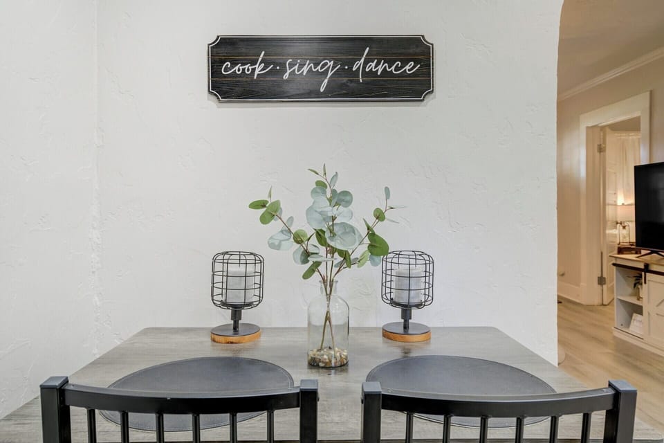 Dining table also has a bench to seat up to 4 people