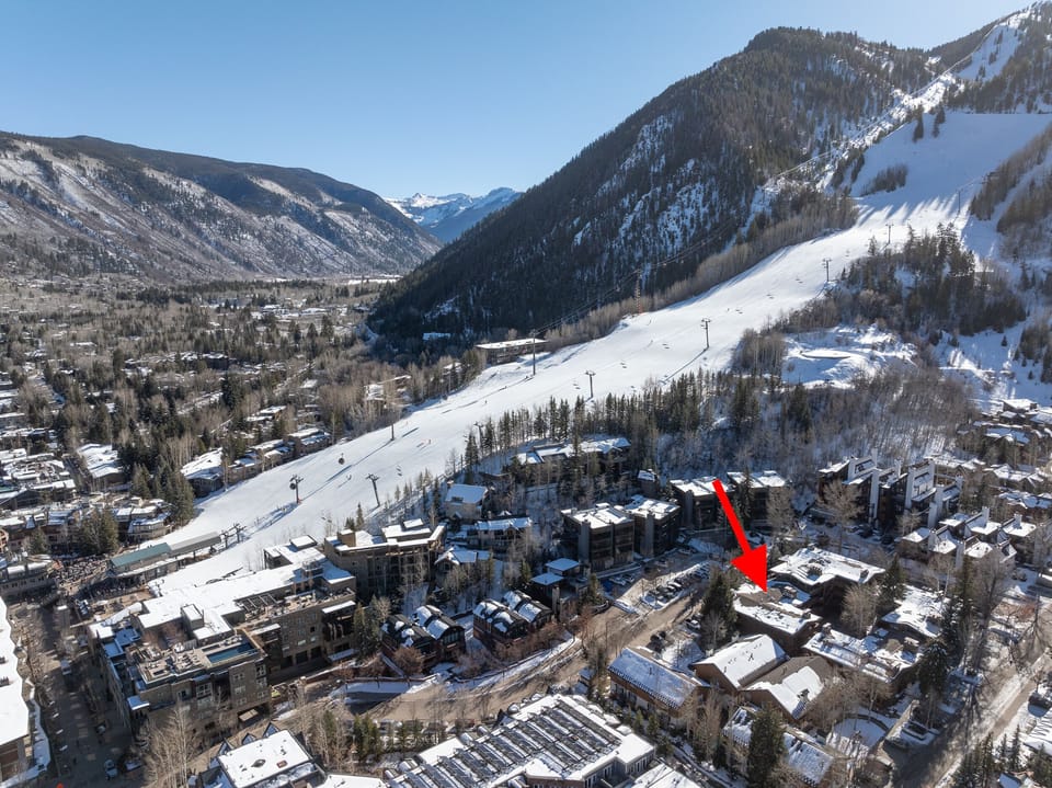 The location of our building. Top floor corner unit with unparalleled ski access