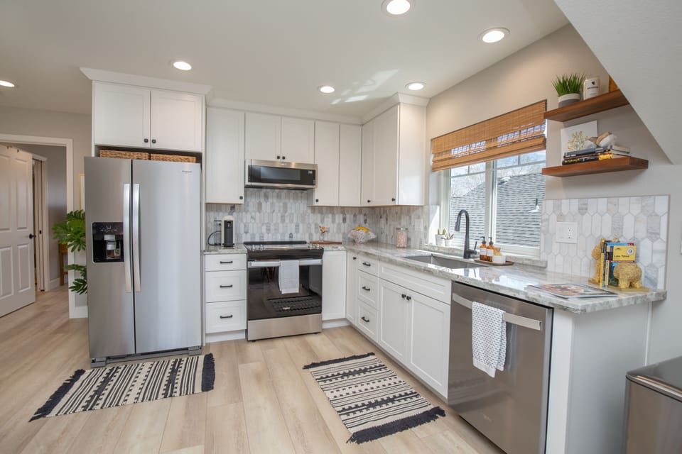 The kitchen is fully stocked with anything you need. 