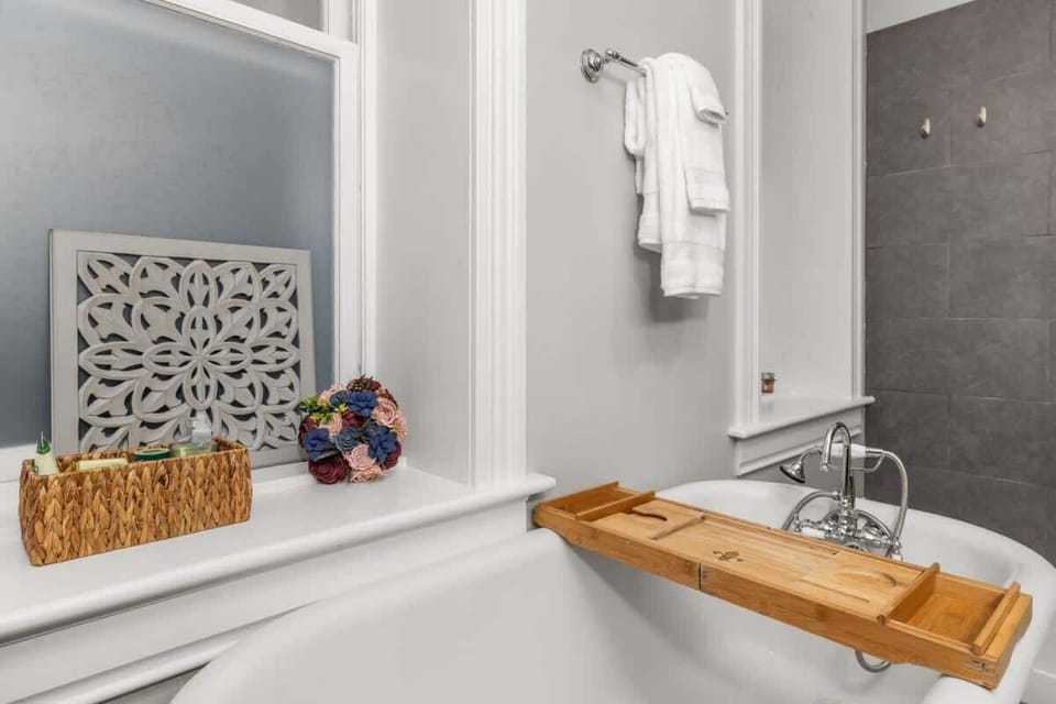 Ensuite Bathroom with walk in shower and separate tub
