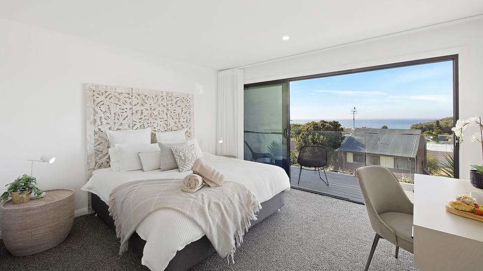 Ocean Scene | Bedroom 1 | King bed | Work desk | Balcony