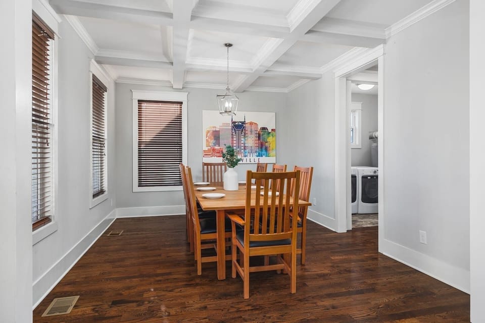 Additional dining room & table with seating for eight.