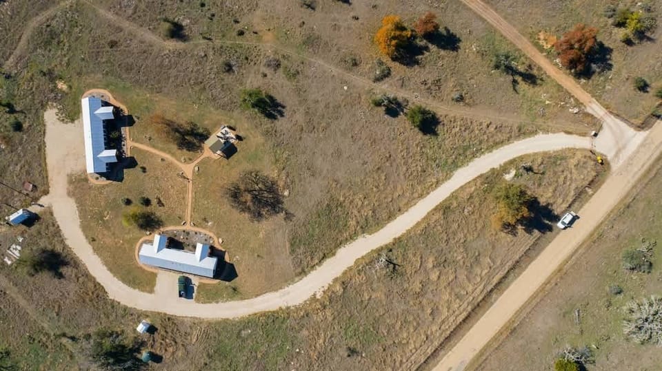 Aerial view of the property.