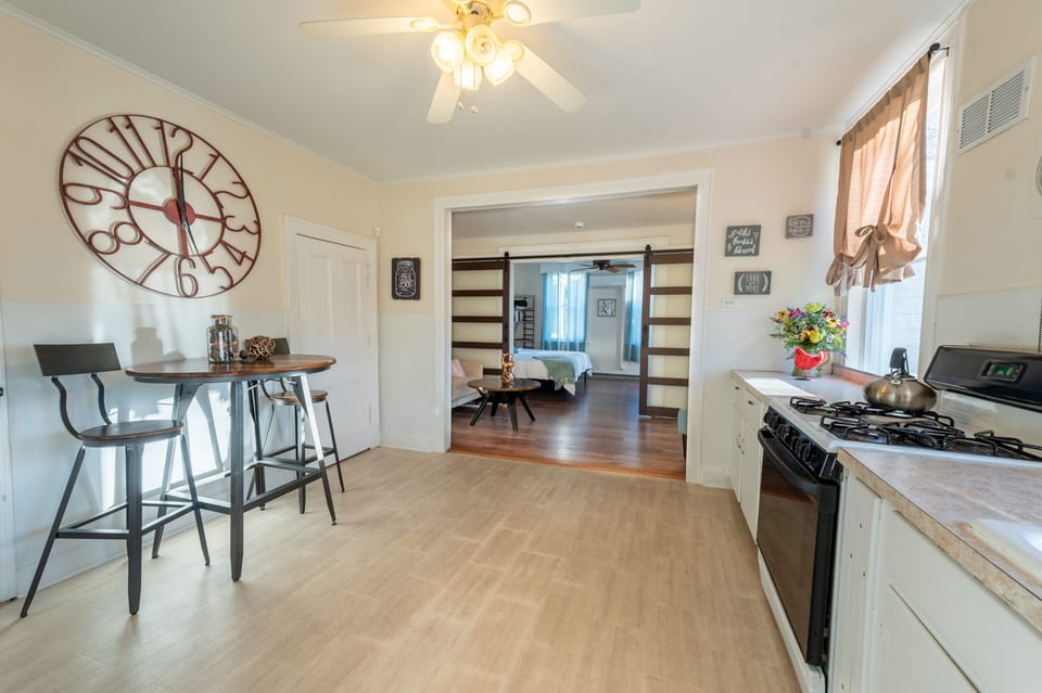 Another view of the kitchen, showing the breakfast nook. 