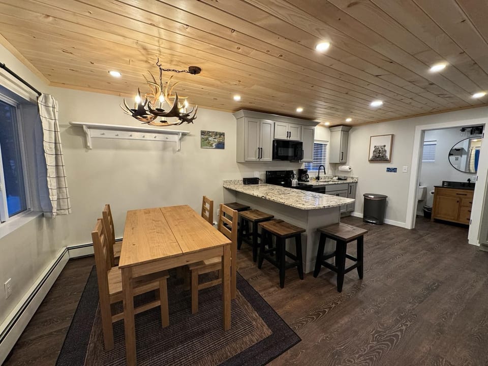 Prepare meals or quick snacks in the open-concept living space.