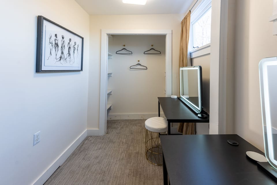 A dedicated dressing room/makeup station is perfect for bridal parties.