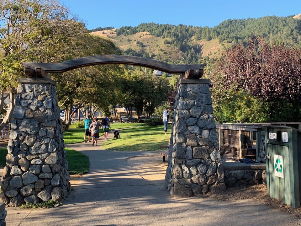 Entrance to Village Green, beside Horseneck Cottage, across from Parkside Cafe