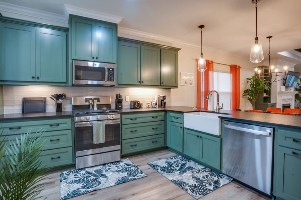 Kitchen with cupboards and all the kitchen essentials & appliances