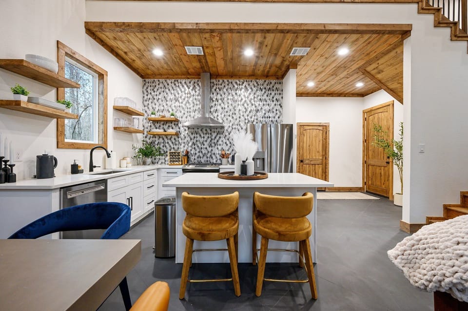 Kitchen Island and beautiful tile backsplash