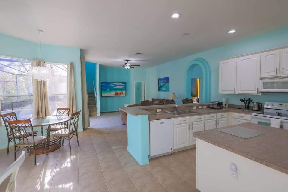 Kitchen and Family room area.
