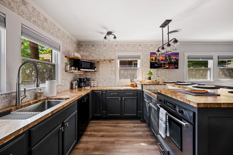 The open layout helps everyone stay connected, whether cooking, relaxing, or catching up.