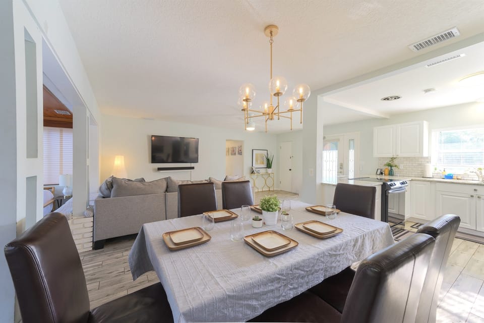 Dining area is elegantly designed for memorable meals and gatherings.