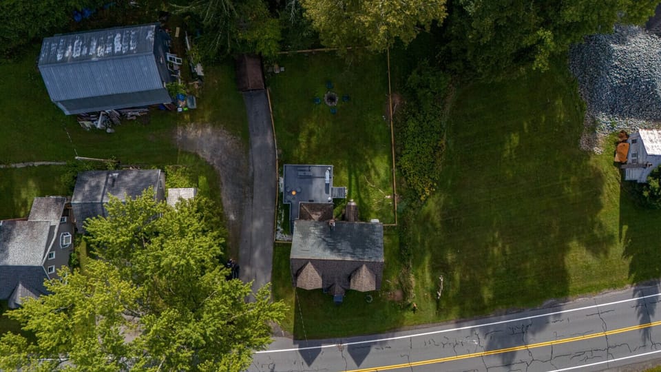 Drone view of property