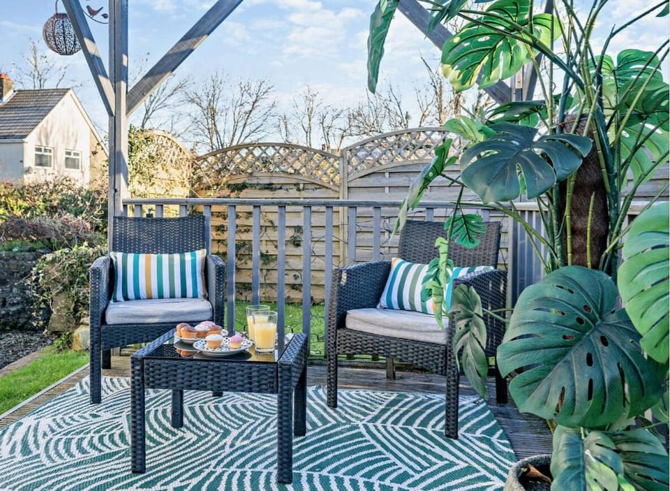 Secure garden seating area.