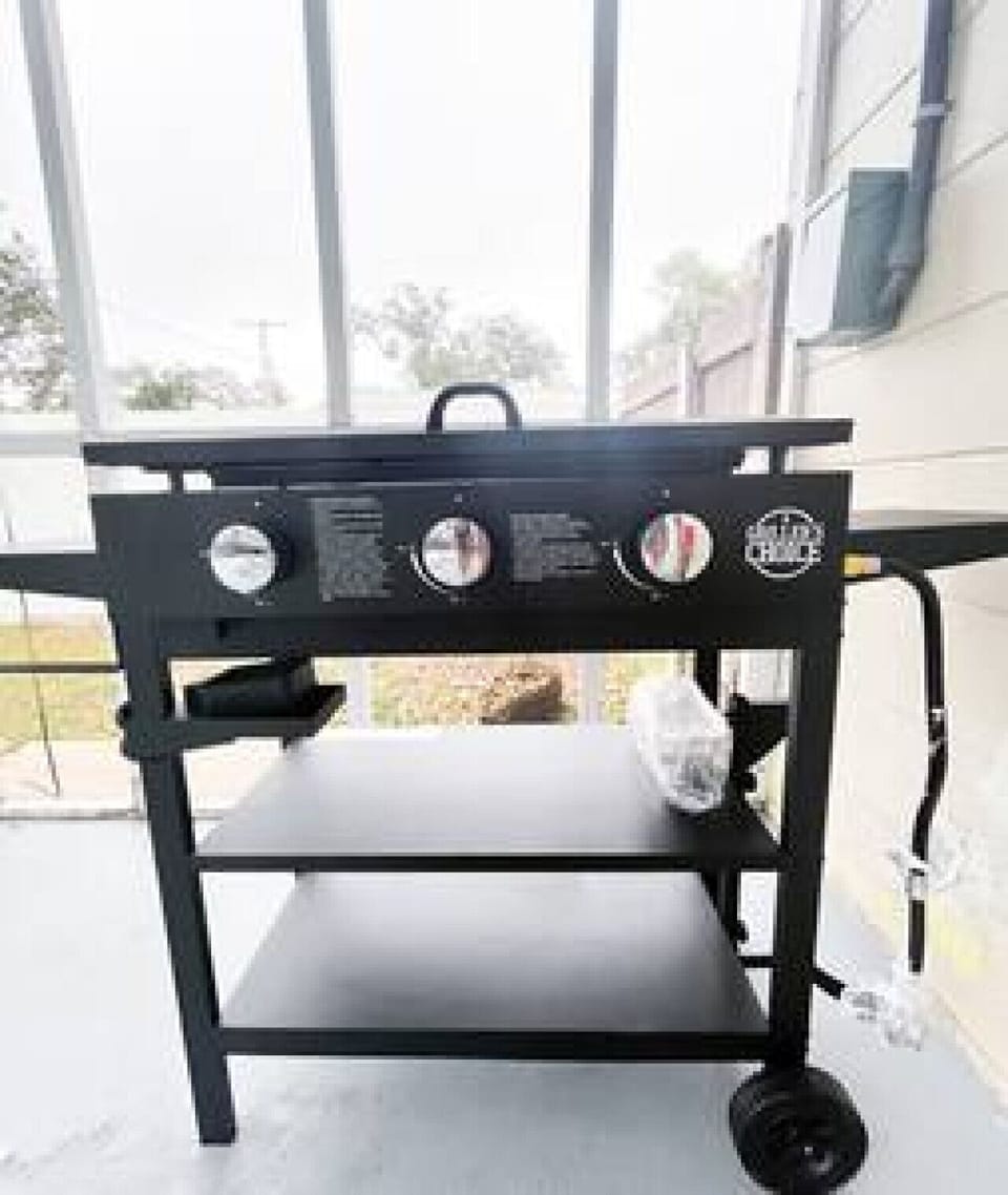 Newly Added Blackstone Grill Area w/ Essentially Stocked BBQ Essentials