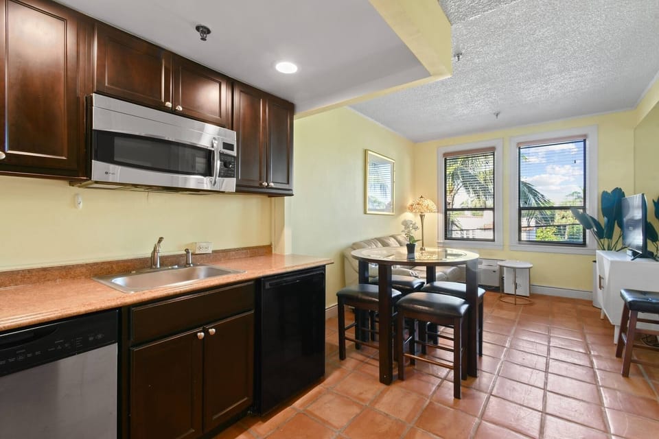 Kitchenette with a Microwave and Mini fridge. Dining Area 