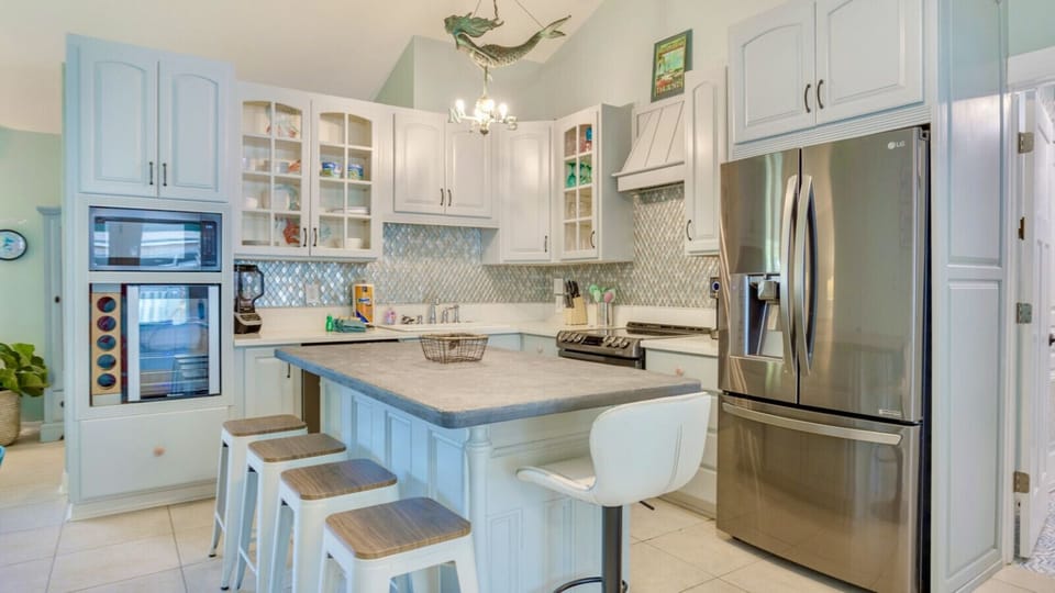 Feeding all of your guests is a breeze with stainless steel appliances, pots and pans, cooking utensils and ample counter space to prep.