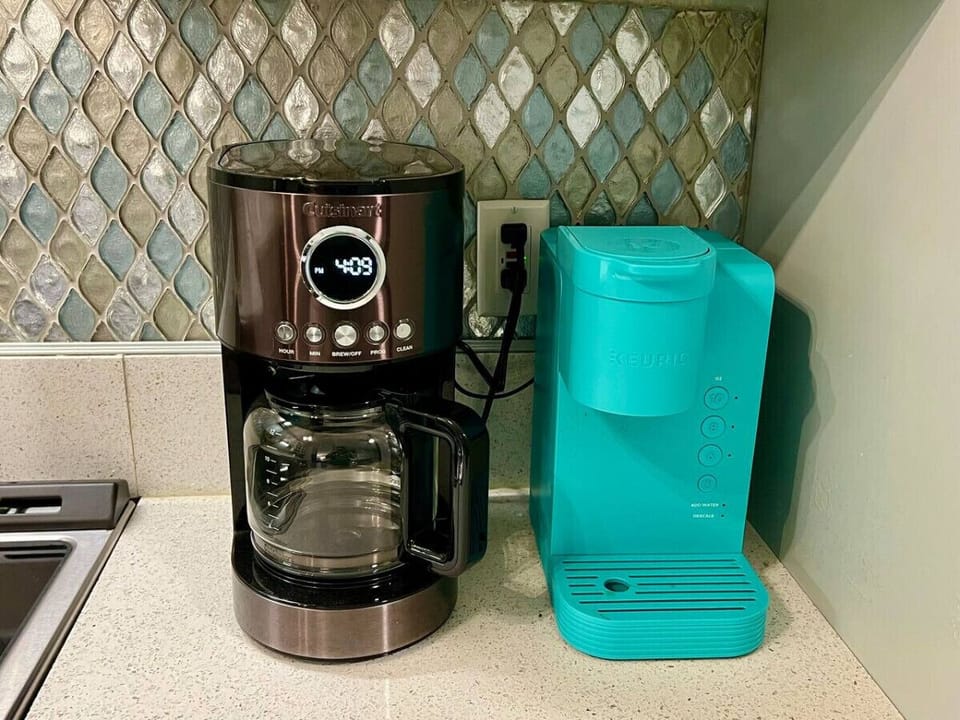 For those who enjoy coffee to start their day, the kitchen has both a regular coffee maker and a Keurig!