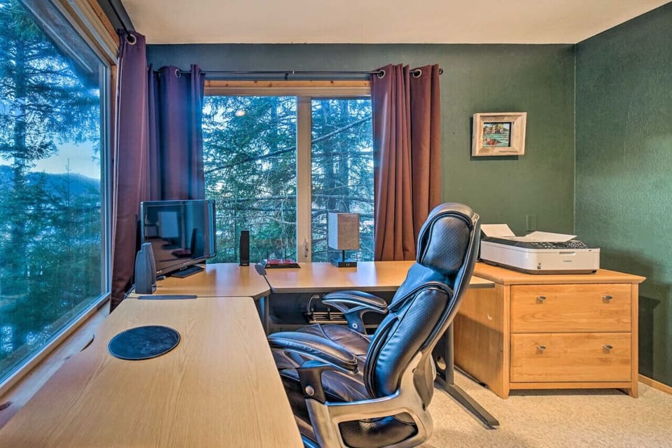 Office overlooking the slough, nestled in the trees.