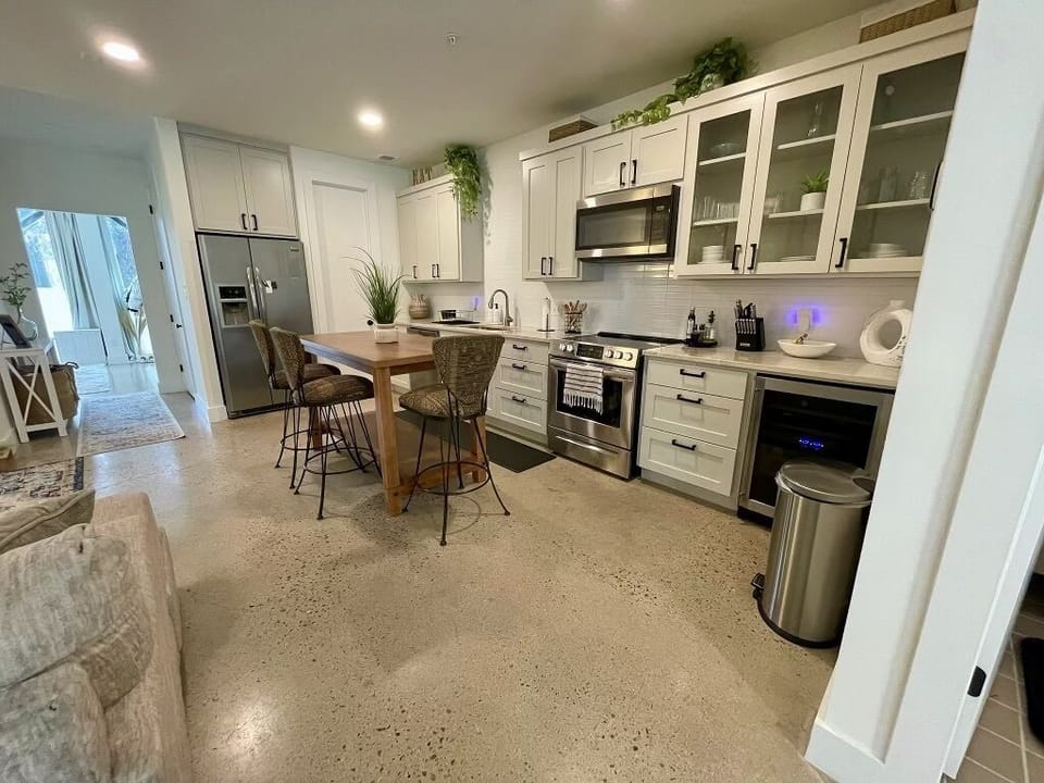 New renovated kitchen includes cooking essentials and stainless steel appliances