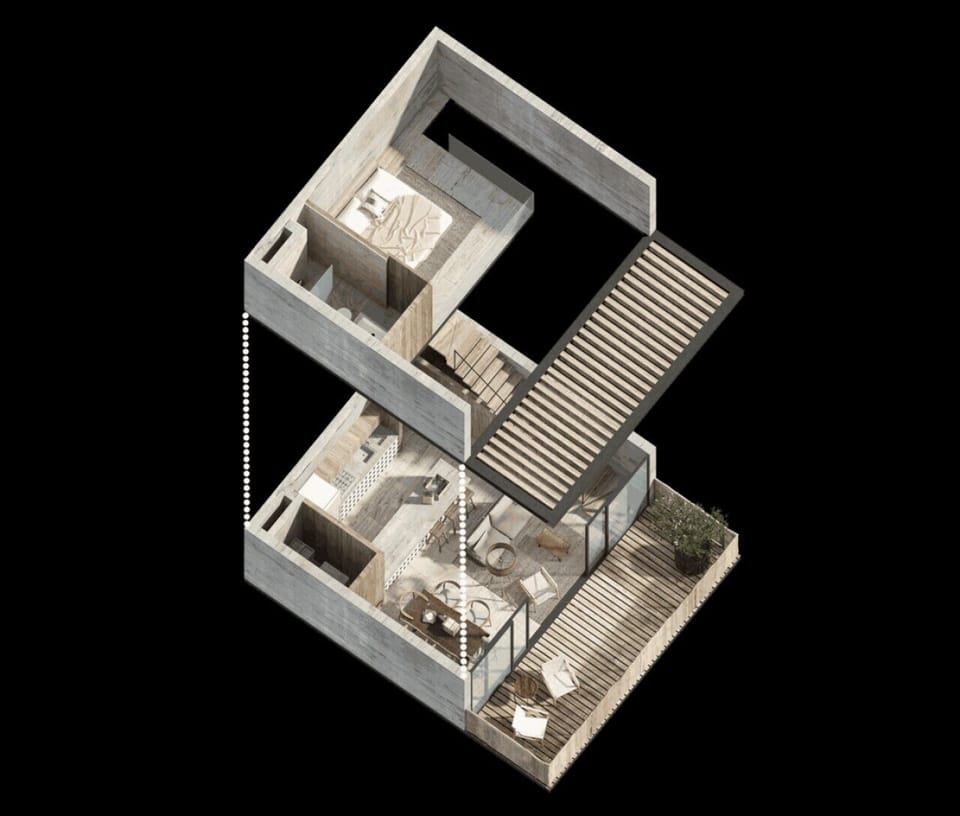 Floor Plan Of Our 710ft2/ 65m2 two level SWIM UP loft