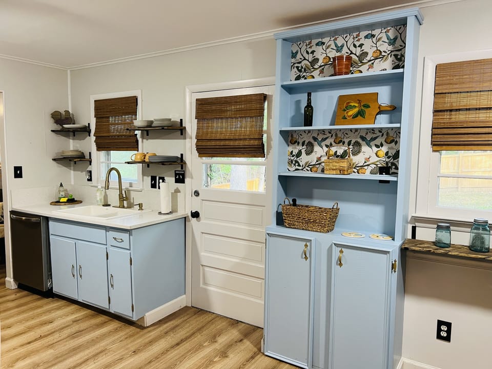 Such character & grace with this built-in hutch & a kitchen built for "chefery" 