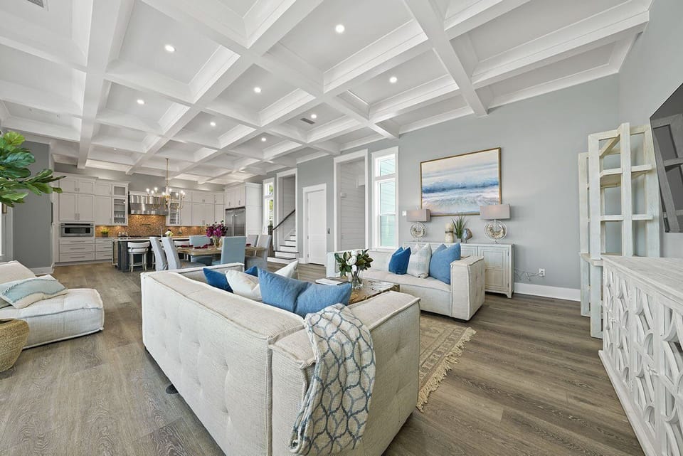 The Road to the Triple Crown - Dune Allen Beach - Living Room, Dining Room & Kitchen