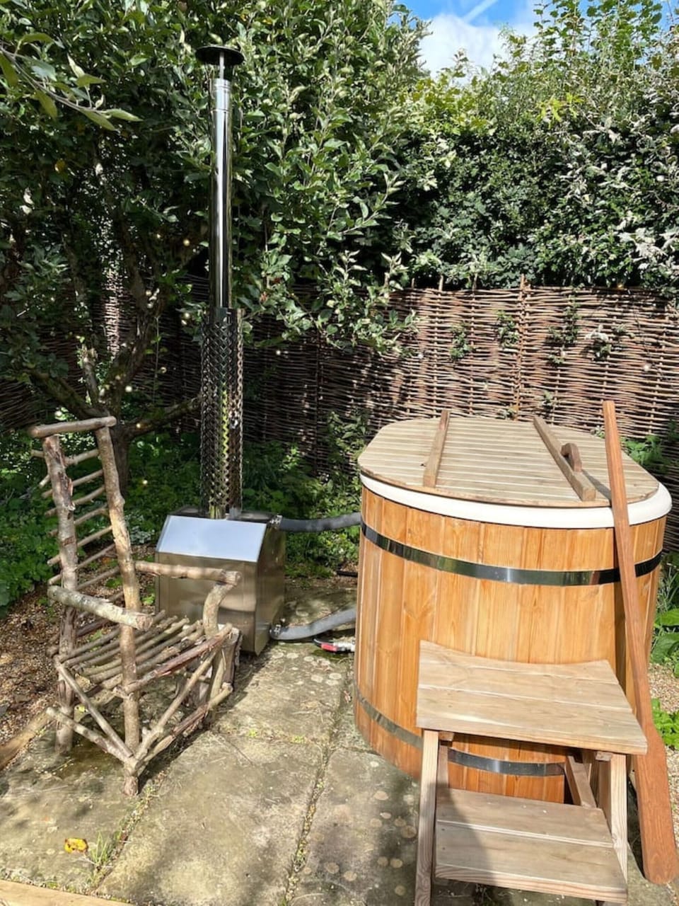 Wood fired private hot tub