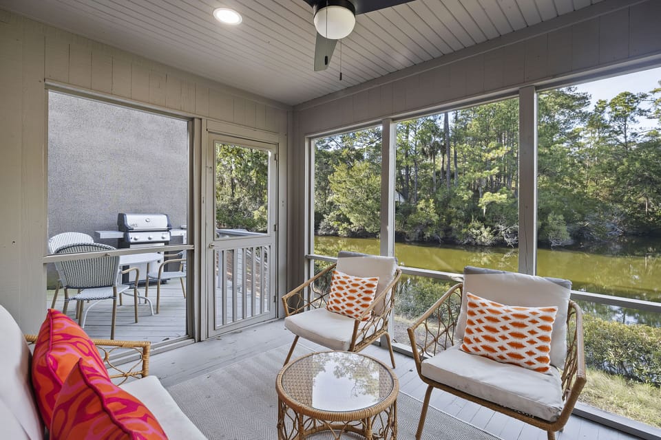 Screen porch and patio for relaxing and grilling!