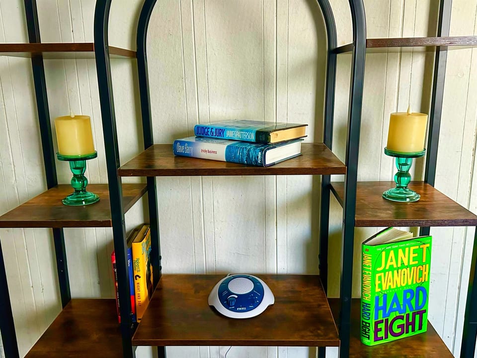 Grab a good read to relax in front of the fireplace or bring your own favorite book.