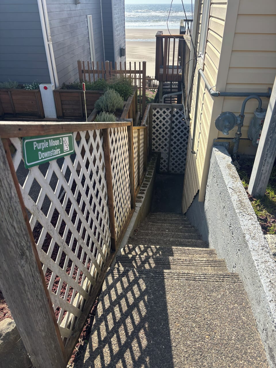 Guests will need to walk down 12 steps to reach the entry door.