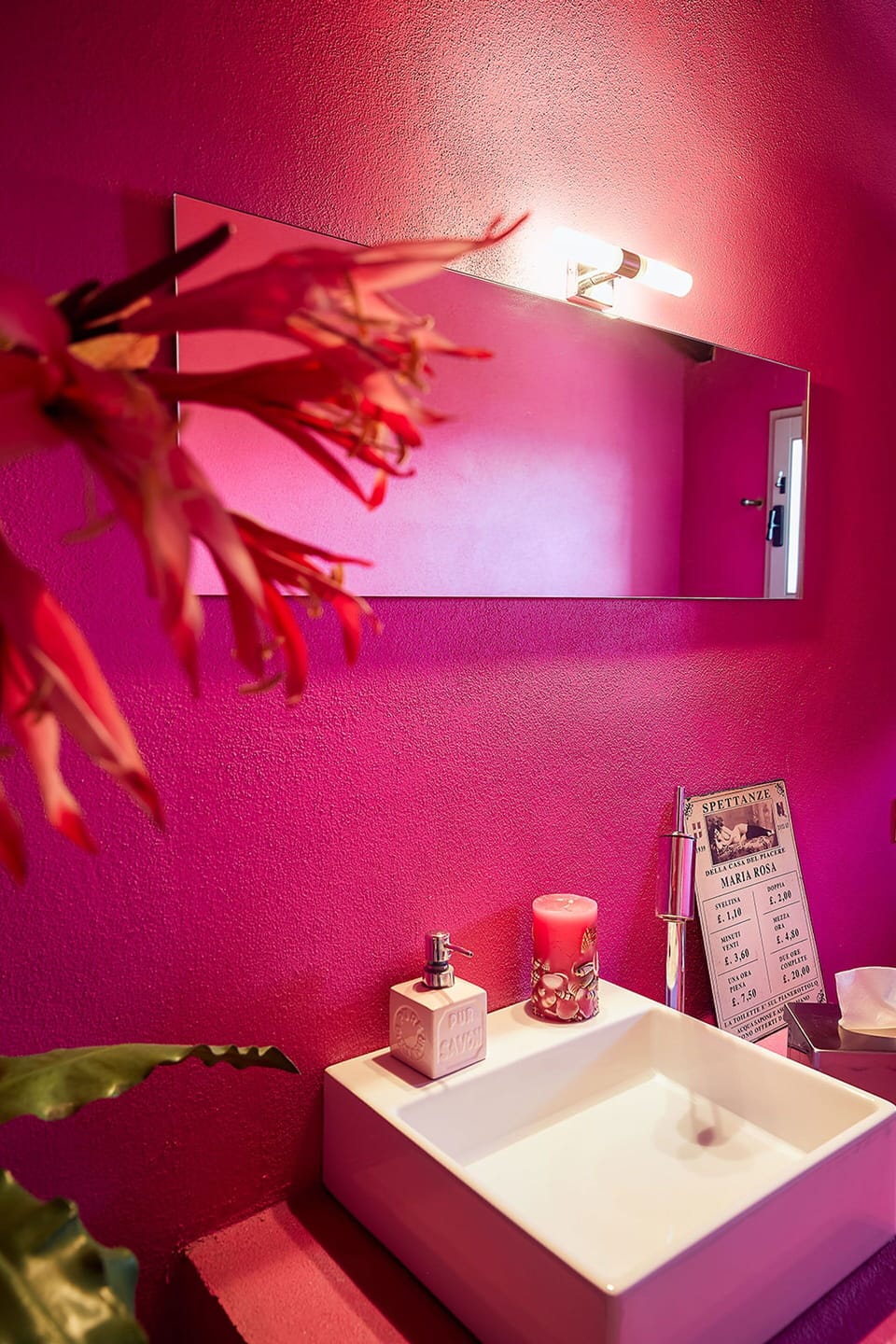Tap, Sink, Plumbing Fixture, Bathroom Sink, Purple, Light, Bathroom, Interior Design, Lighting, Pink