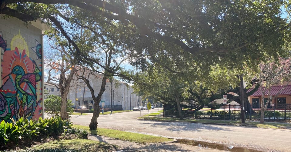 Views of historic church and school from front door; Learn more in Welcome Guide