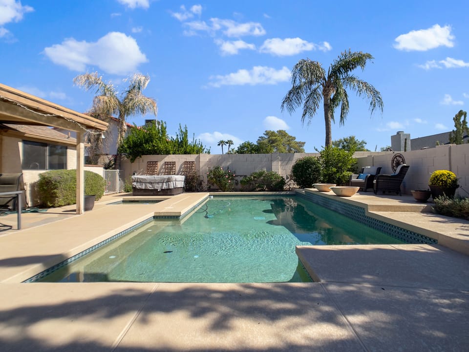 Swimming pool in backyard
