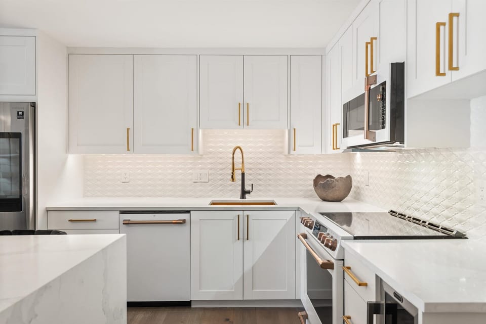 Large renovated kitchen with everything needed to prepare home cooked meals