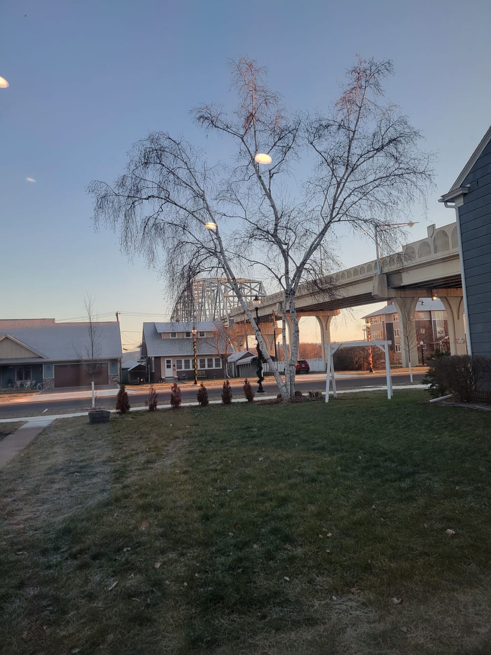Front yard has views of the bridge