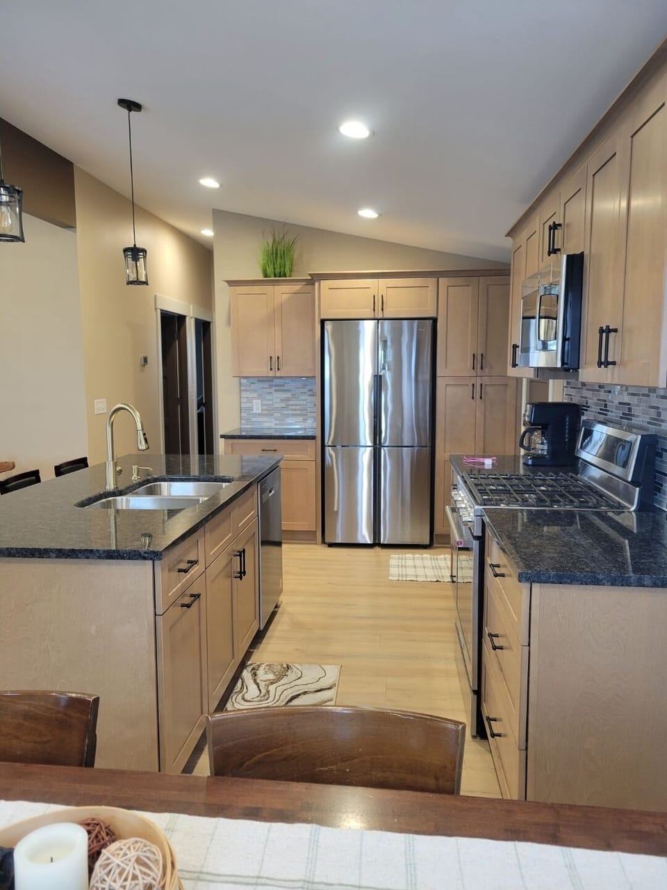 The kitchen was remodeled for a clean and functional stay! 