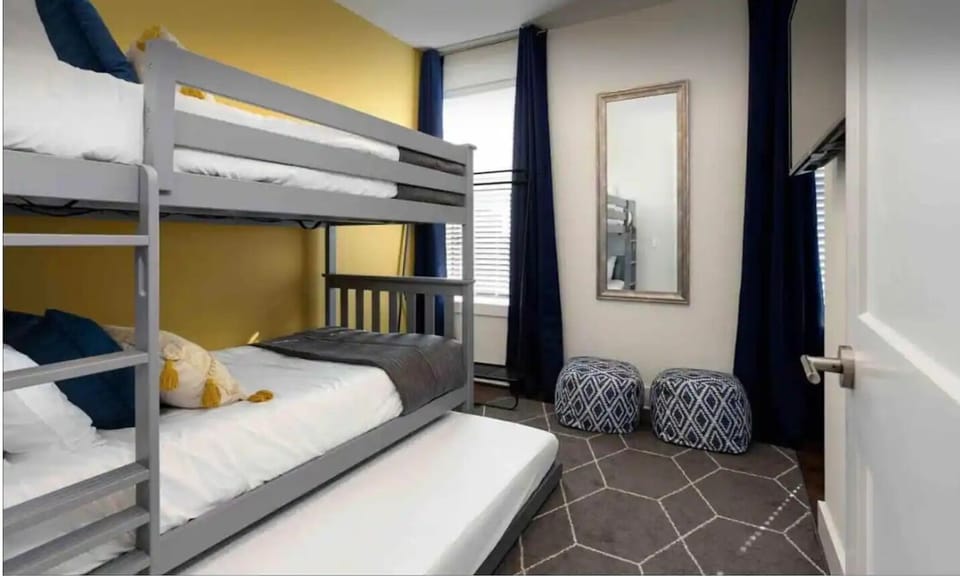 Two twin beds with a twin trundle (flex room on the third floor)