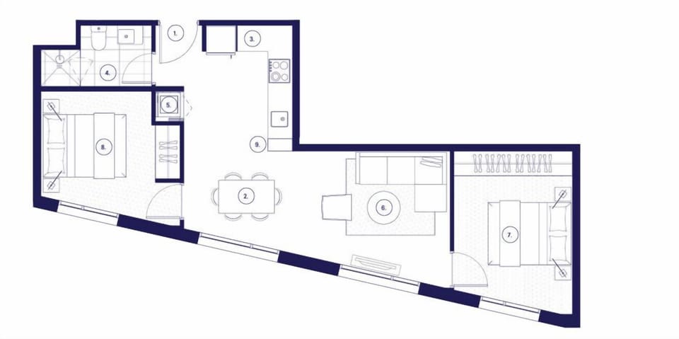 Floor Plan when booked as a 2 Bedroom