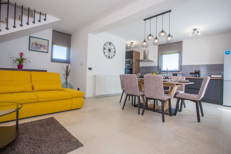 open space living and dining room
