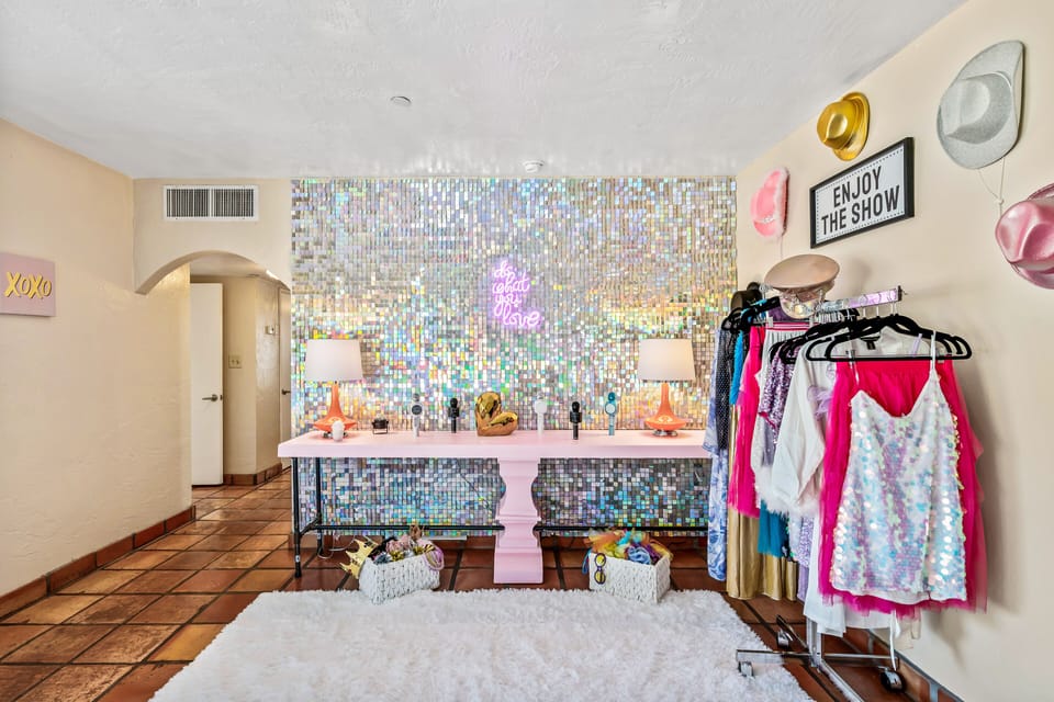 Beautifully decorated vanity area