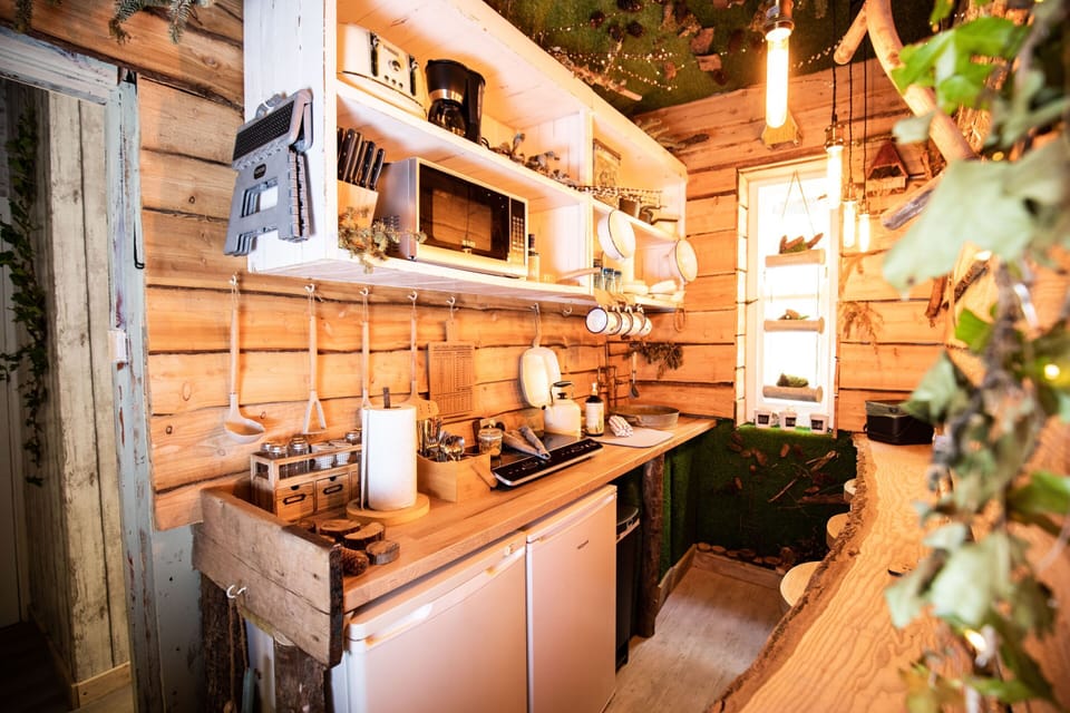 Kitchen showing microwave