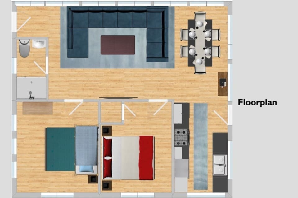 Floorplan overview.  Great use of space.  Family room and kitchen have 10 ft ceilings.