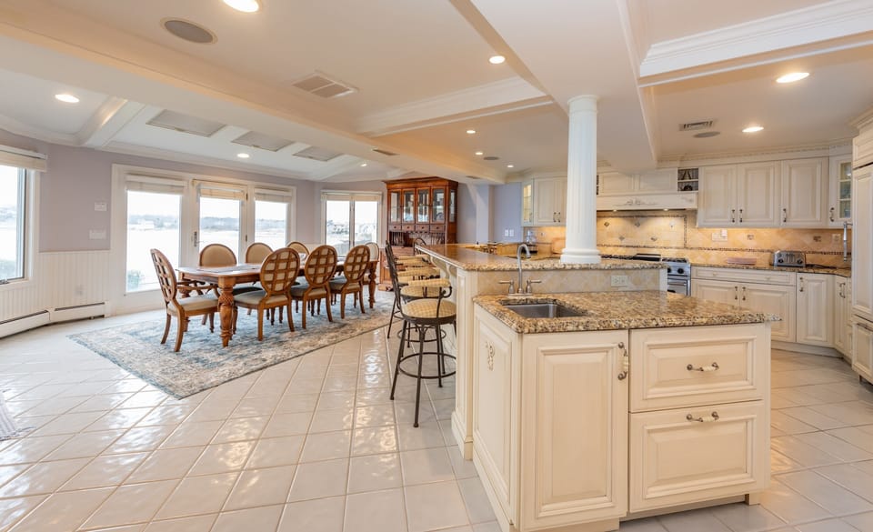 1st floor open plan kitchen and dining area with ocean views