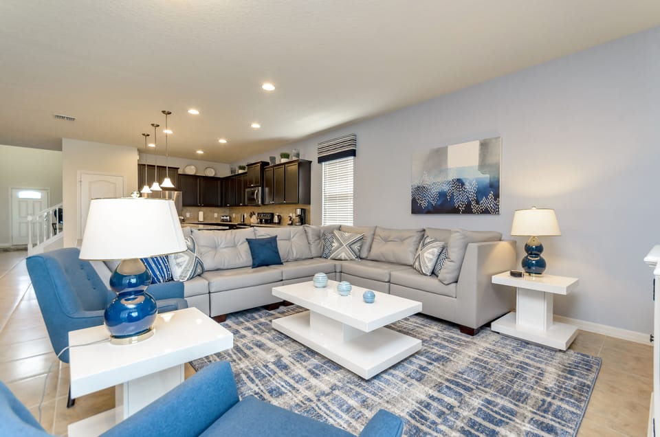 Spacious Downstairs Area With Gorgeous and Comfortable Seating with Flat Screen TV