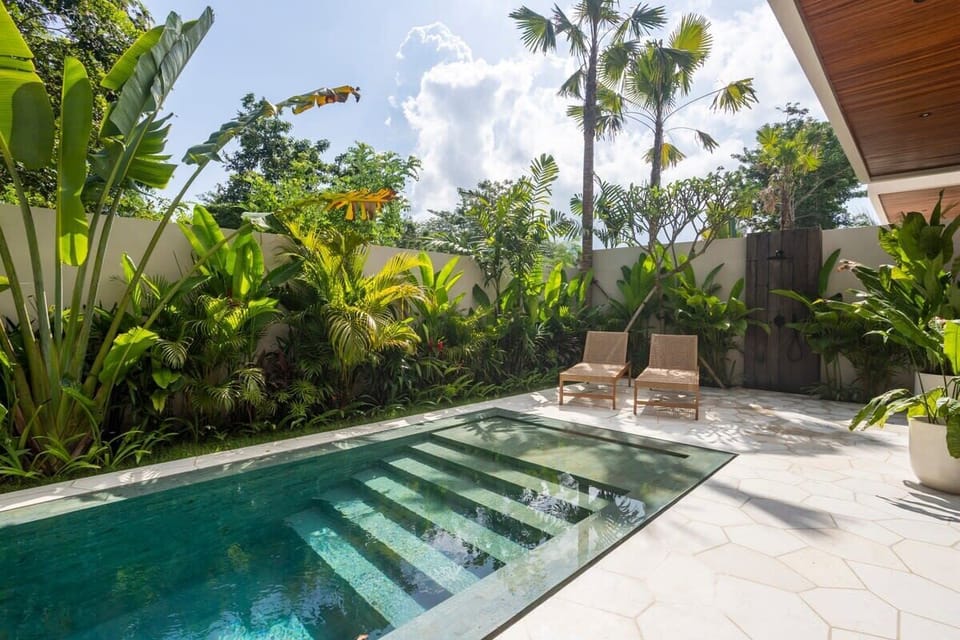 Outdoor area with a swimming pool and a lounge