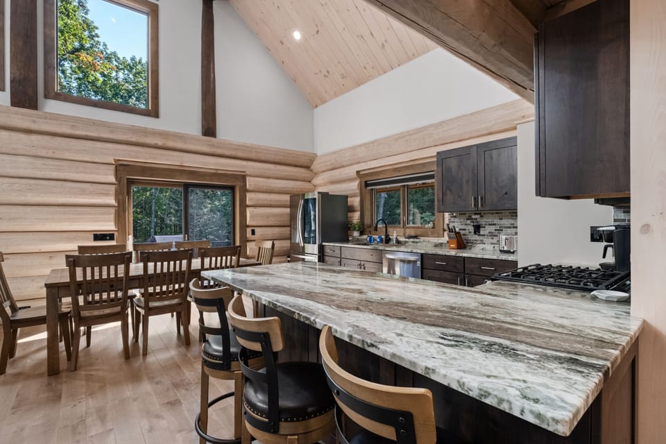 large open kitchen and dining area