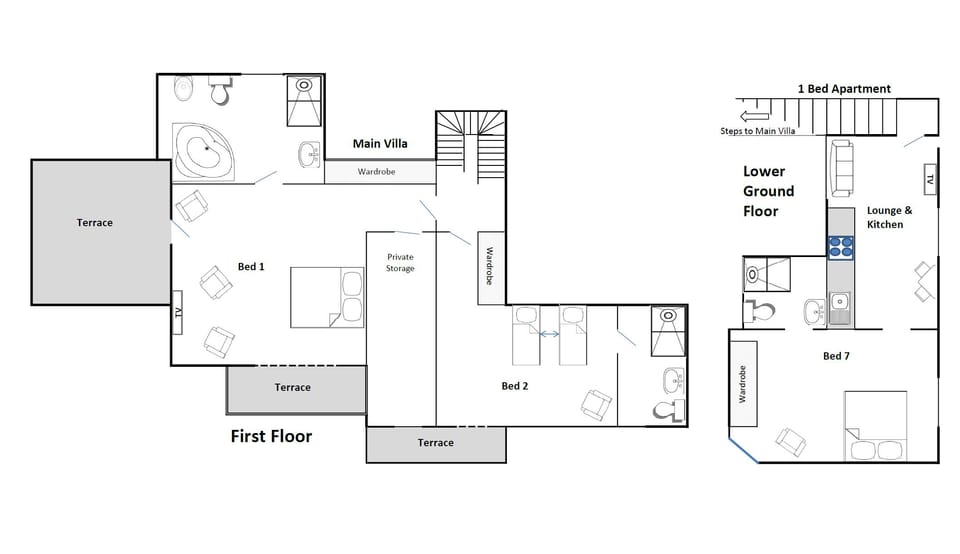 18 Main Villa First floor and 1 Bed apartment